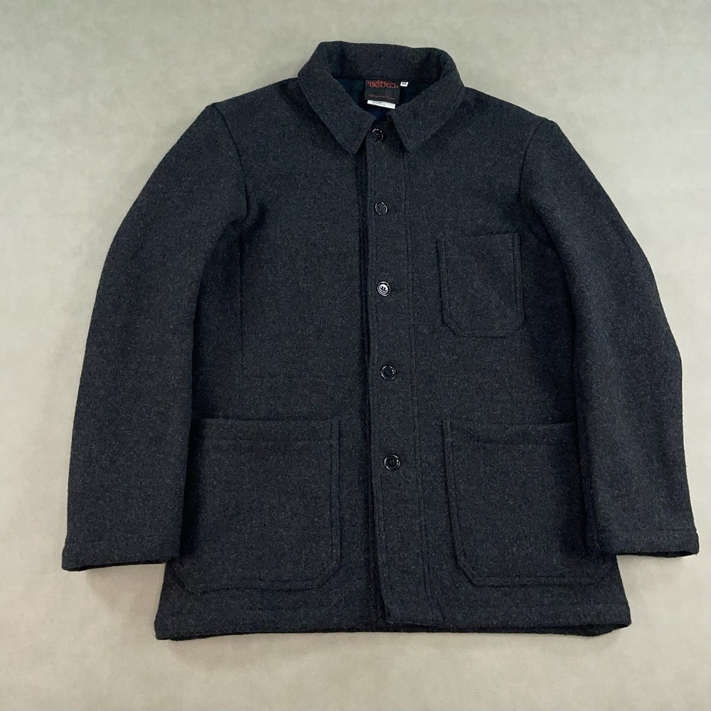 Vetra French Chore Jacket Size 44 Gray Wool Button Up Pockets Workwear Coat